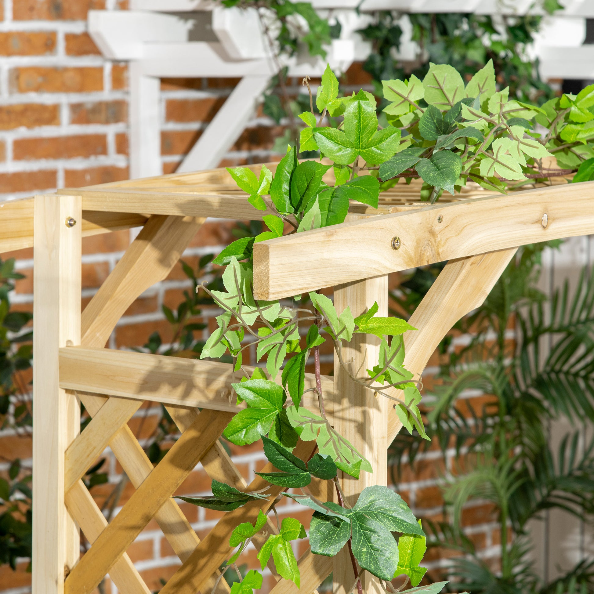 Garden Arch Bench - Wooden Arbor with Trellises-DECOROLALA