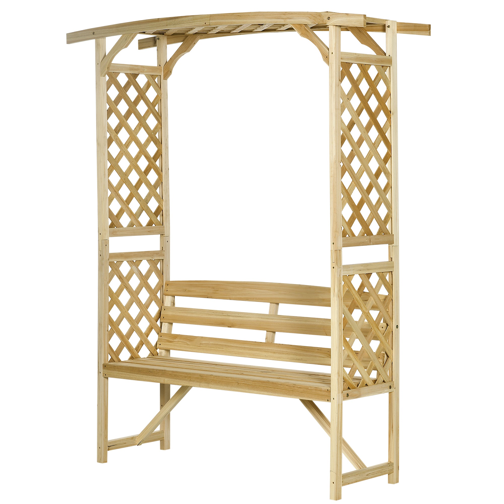 Garden Arch Bench - Wooden Arbor with Trellises-DECOROLALA