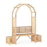 Garden Bench Arbor Arch Wooden Garden Arbor for Climbing Plants-Natural-Garden Arbors-DECOROLALA