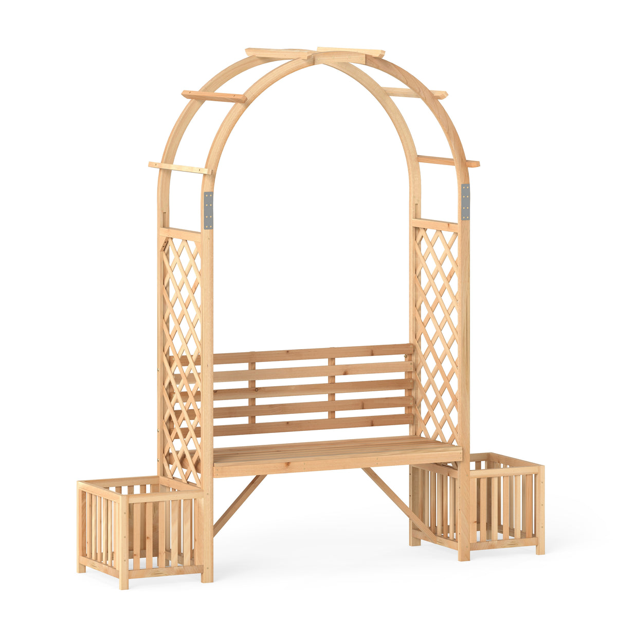 Garden Bench Arbor Arch Wooden Garden Arbor for Climbing Plants-Natural-Garden Arbors-DECOROLALA