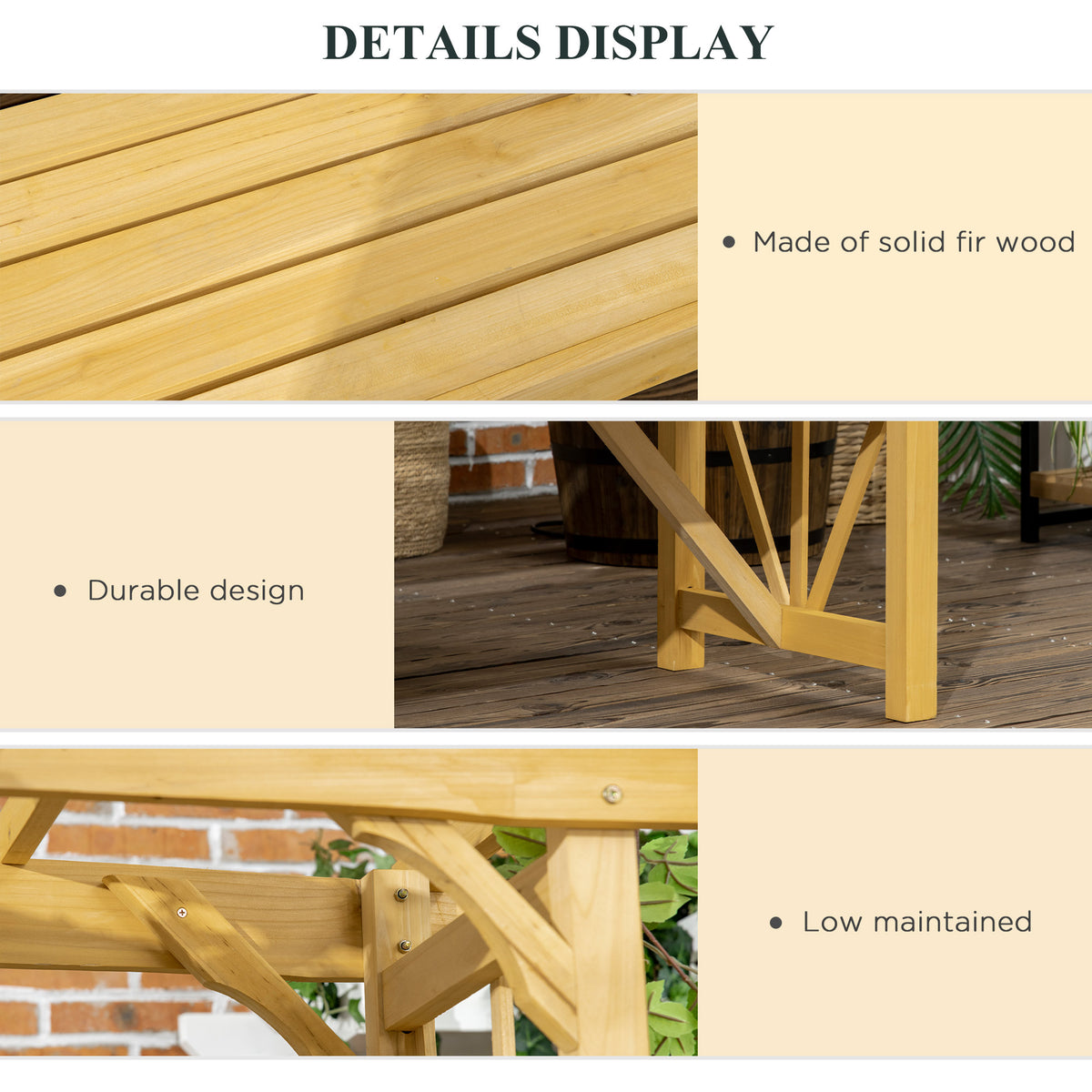 Garden Bench Arch - Fir Wood Light Brown 79.9"H-Outdoor Benches-DECOROLALA