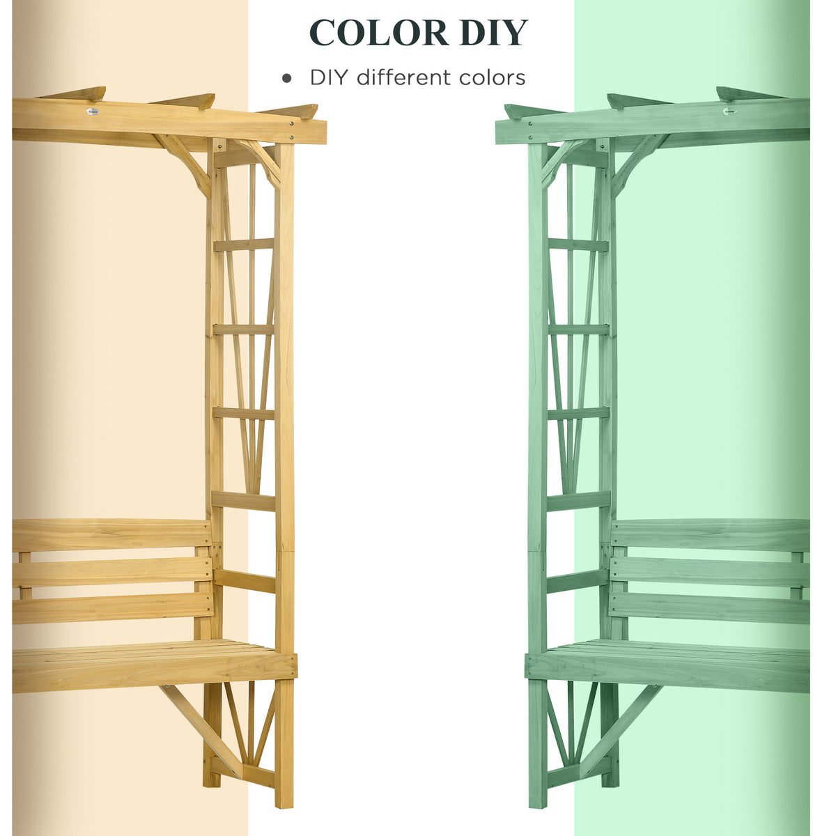 Garden Bench Arch - Fir Wood Light Brown 79.9"H-Outdoor Benches-DECOROLALA