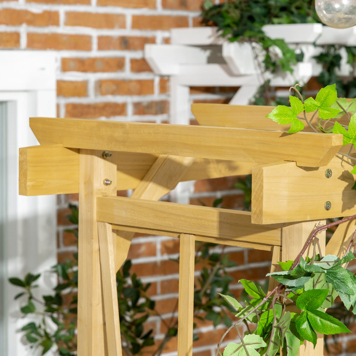 Garden Bench Arch - Fir Wood Light Brown 79.9"H-Outdoor Benches-DECOROLALA