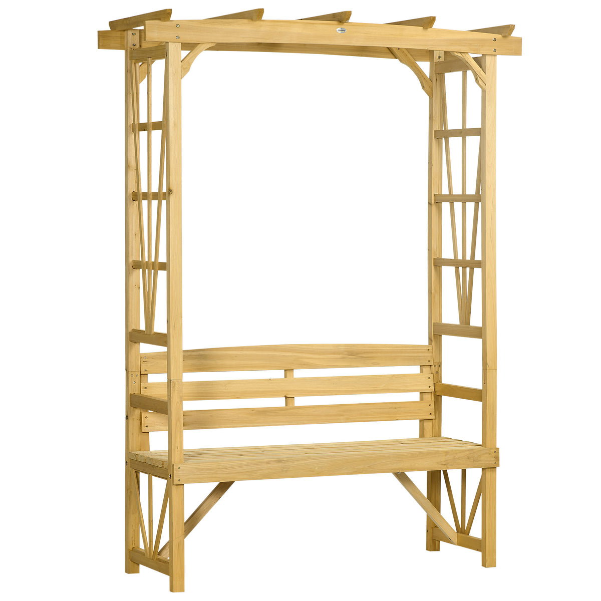 Garden Bench Arch - Fir Wood Light Brown 79.9"H-Outdoor Benches-DECOROLALA