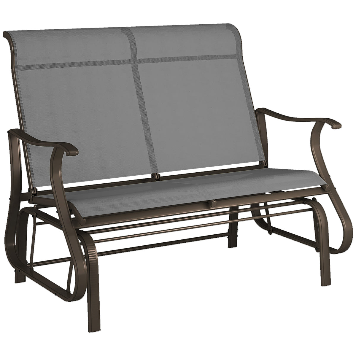 Garden Double Gliding Chair, Outdoor Patio Mesh Glider, Steel Grey, 46.75"W-Outdoor Benches-DECOROLALA