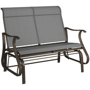 Garden Double Gliding Chair, Outdoor Patio Mesh Glider, Steel Grey, 46.75"W-DECOROLALA