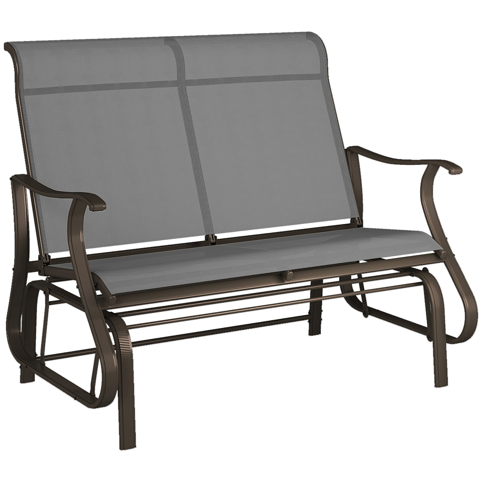 Garden Double Gliding Chair, Outdoor Patio Mesh Glider, Steel Grey, 46.75"W-DECOROLALA