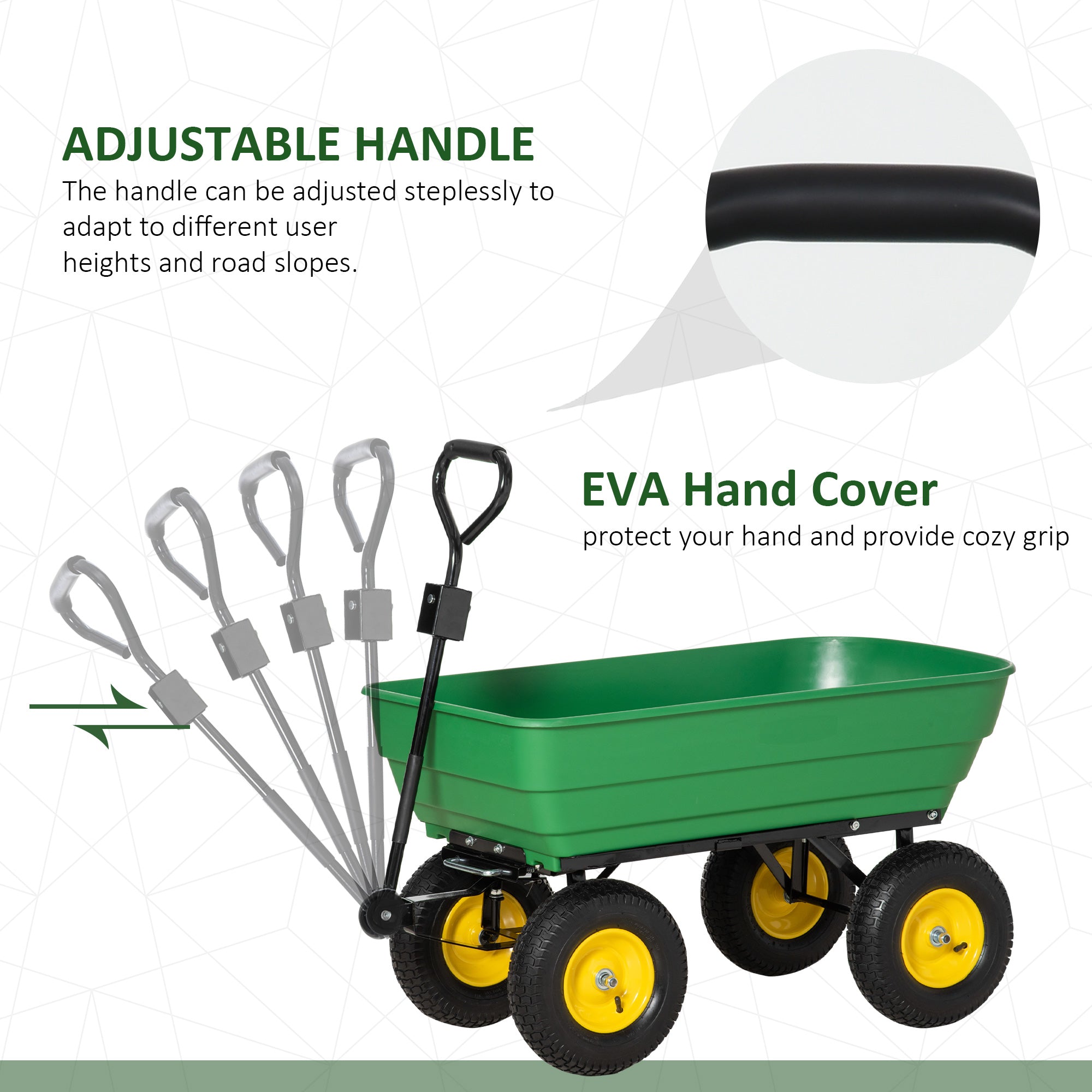 Garden Dump Cart - 440lbs 125L Heavy Duty Wagon Green-DECOROLALA