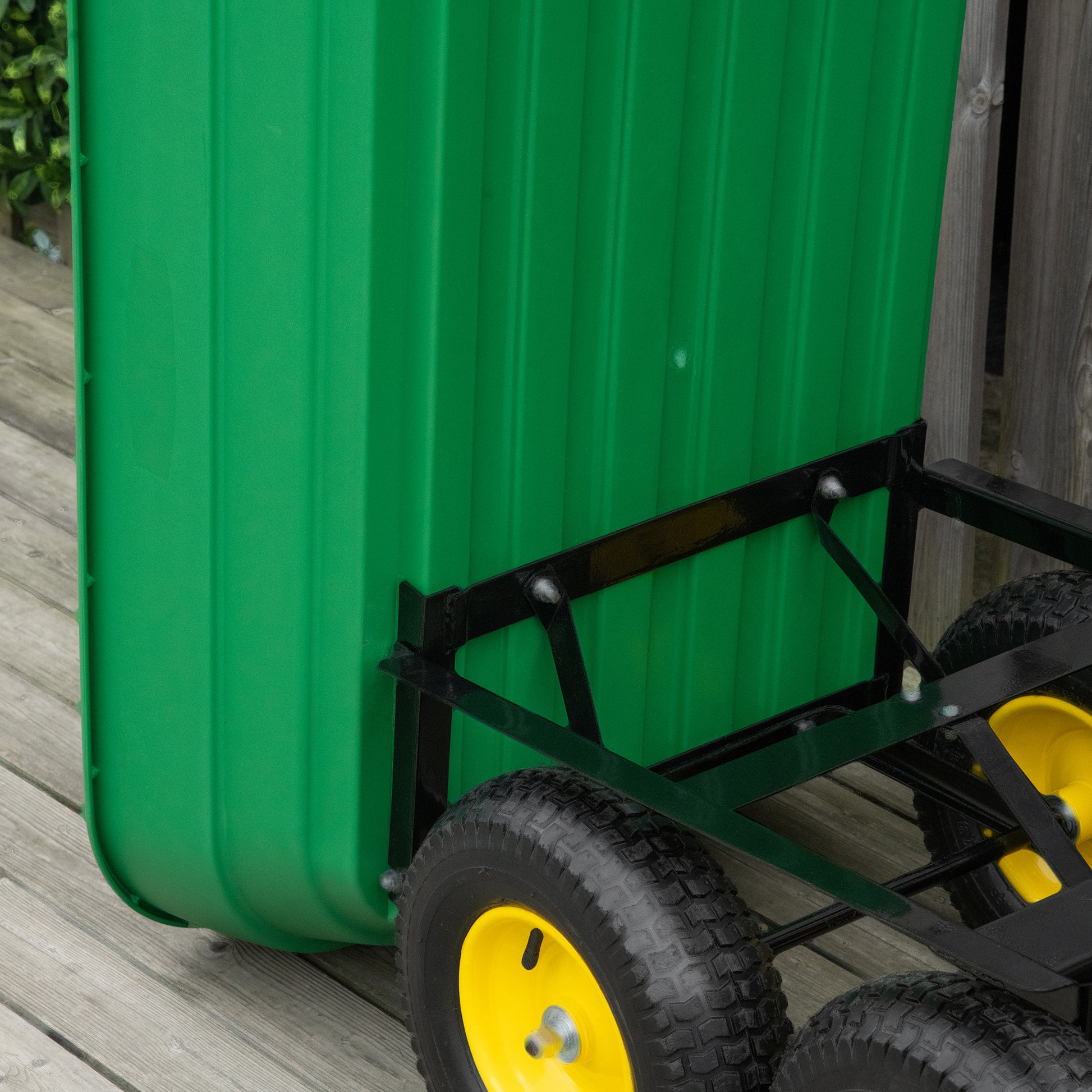 Garden Dump Cart - 440lbs 125L Heavy Duty Wagon Green-DECOROLALA