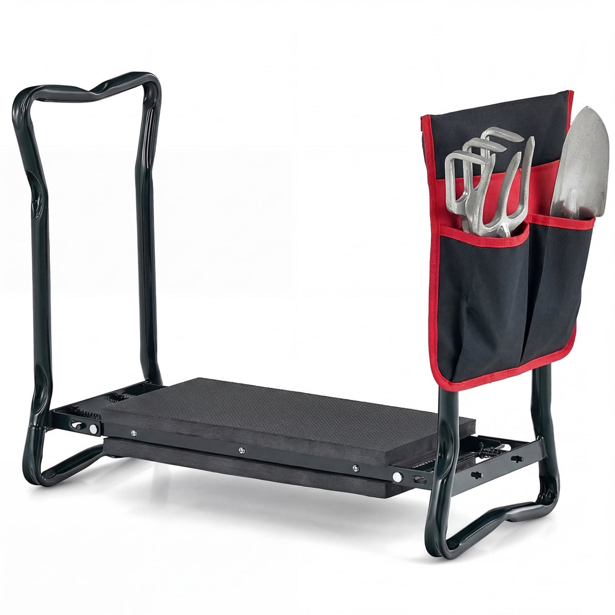 Garden Kneeler and Seat Folding Sturdy Gardening Stool-Black-Garden Tools-DECOROLALA