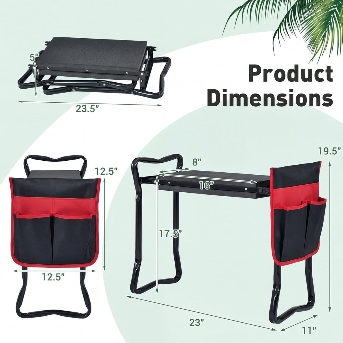 Garden Kneeler and Seat Folding Sturdy Gardening Stool-Black-Garden Tools-DECOROLALA