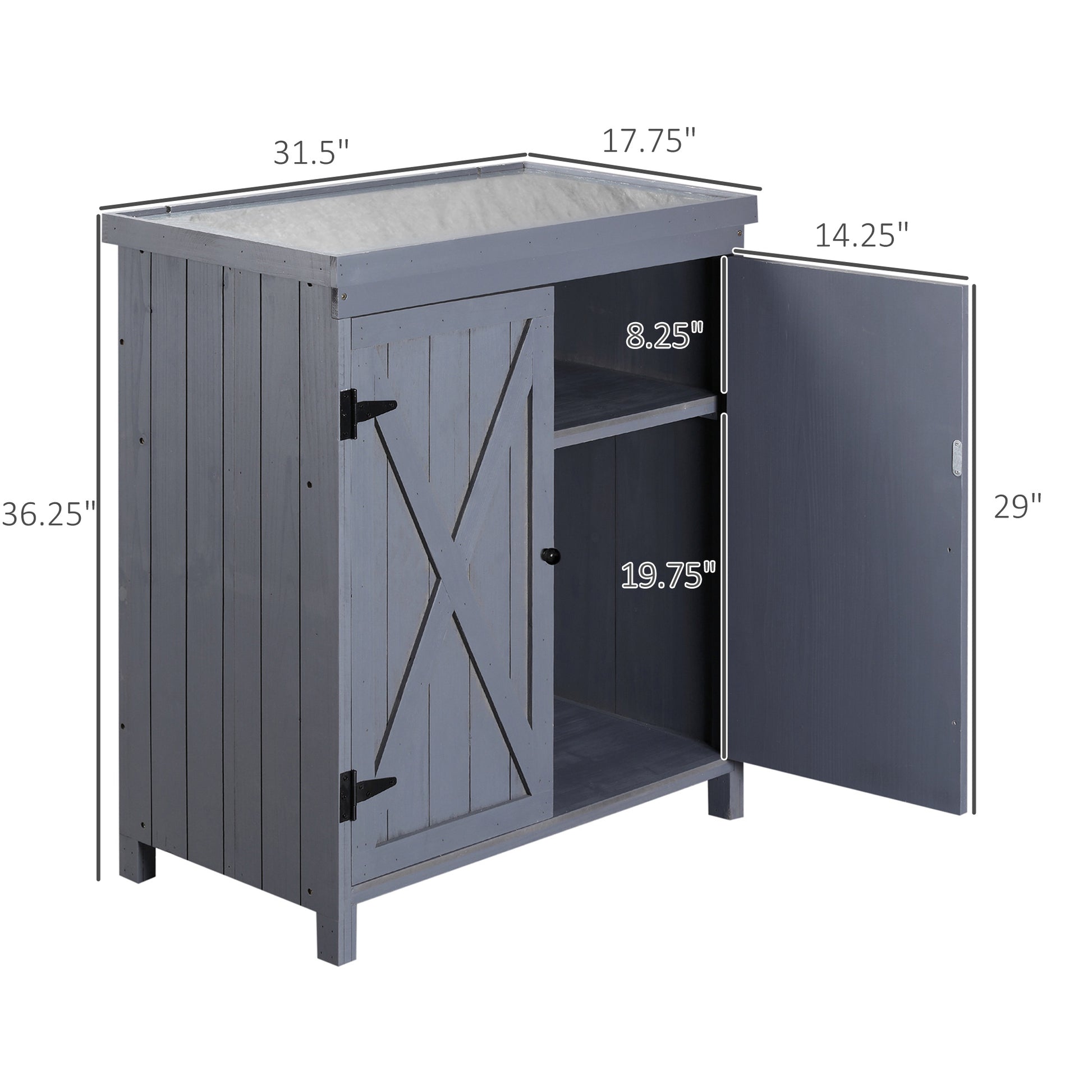 Garden Storage Cabinet - Grey Wood Outdoor Tool Shed-Patio & Garden > Lawn & Garden > Sheds-DECOROLALA