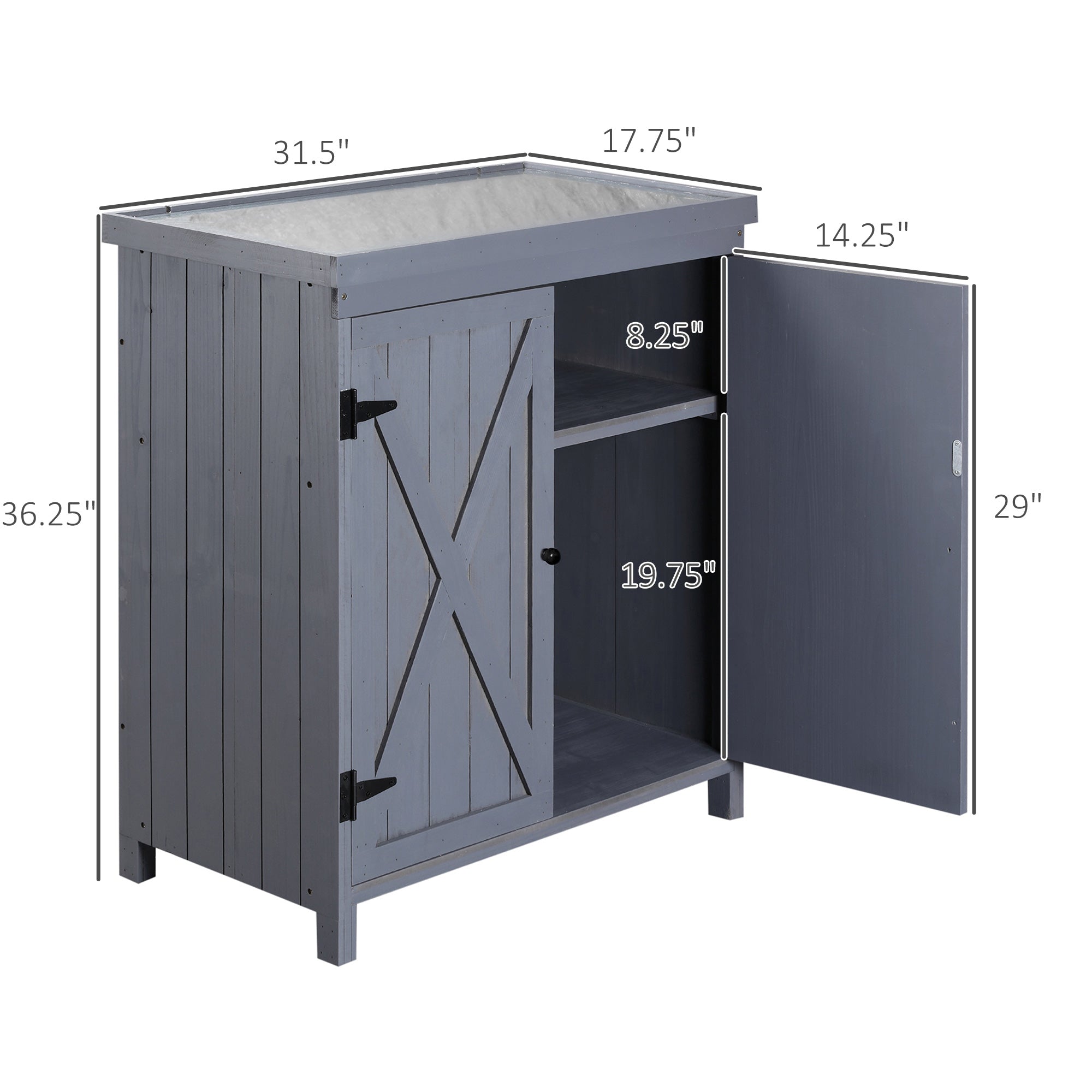 Garden Storage Cabinet - Grey Wood Outdoor Tool Shed-Patio & Garden > Lawn & Garden > Sheds-DECOROLALA