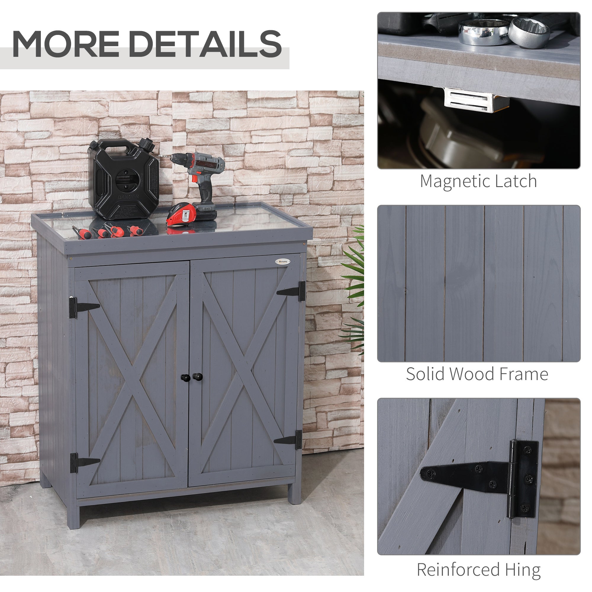 Garden Storage Cabinet - Grey Wood Outdoor Tool Shed-Patio & Garden > Lawn & Garden > Sheds-DECOROLALA