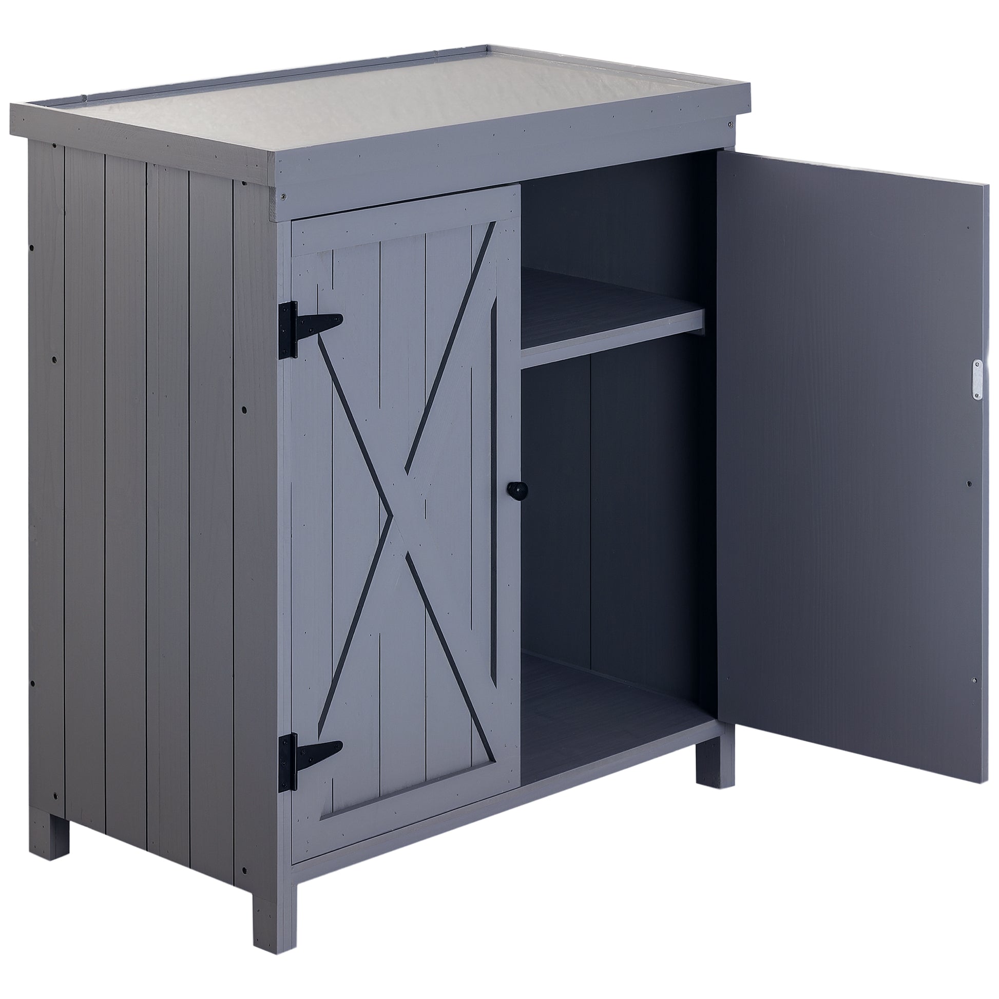 Garden Storage Cabinet - Grey Wood Outdoor Tool Shed-Patio & Garden > Lawn & Garden > Sheds-DECOROLALA