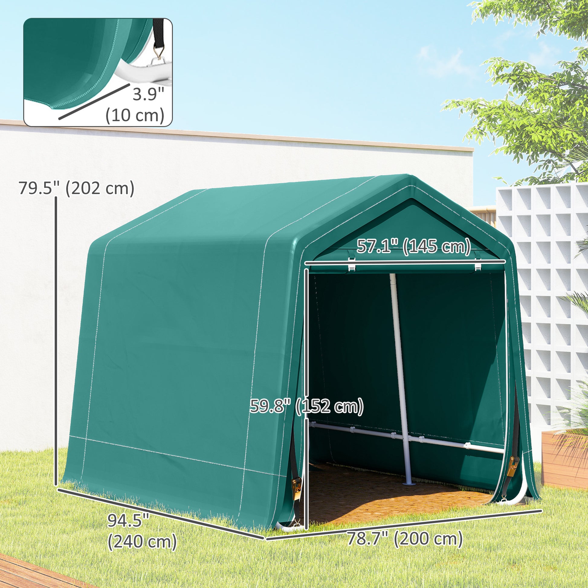 Garden Storage Tent - 8' x 6.5' Metal Frame Shelter Green-Patio & Garden > Lawn & Garden > Sheds > Portable Shed-DECOROLALA