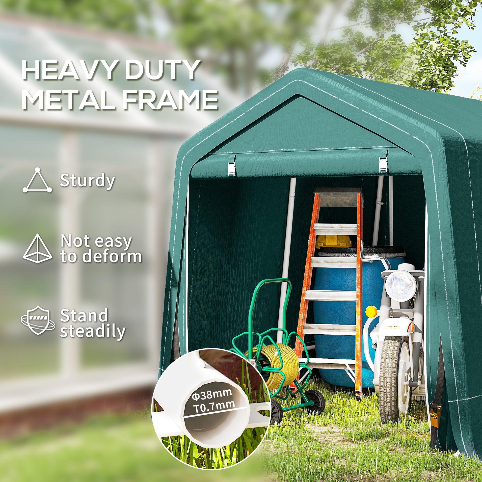 Garden Storage Tent - 8' x 6.5' Metal Frame Shelter Green-Patio & Garden > Lawn & Garden > Sheds > Portable Shed-DECOROLALA