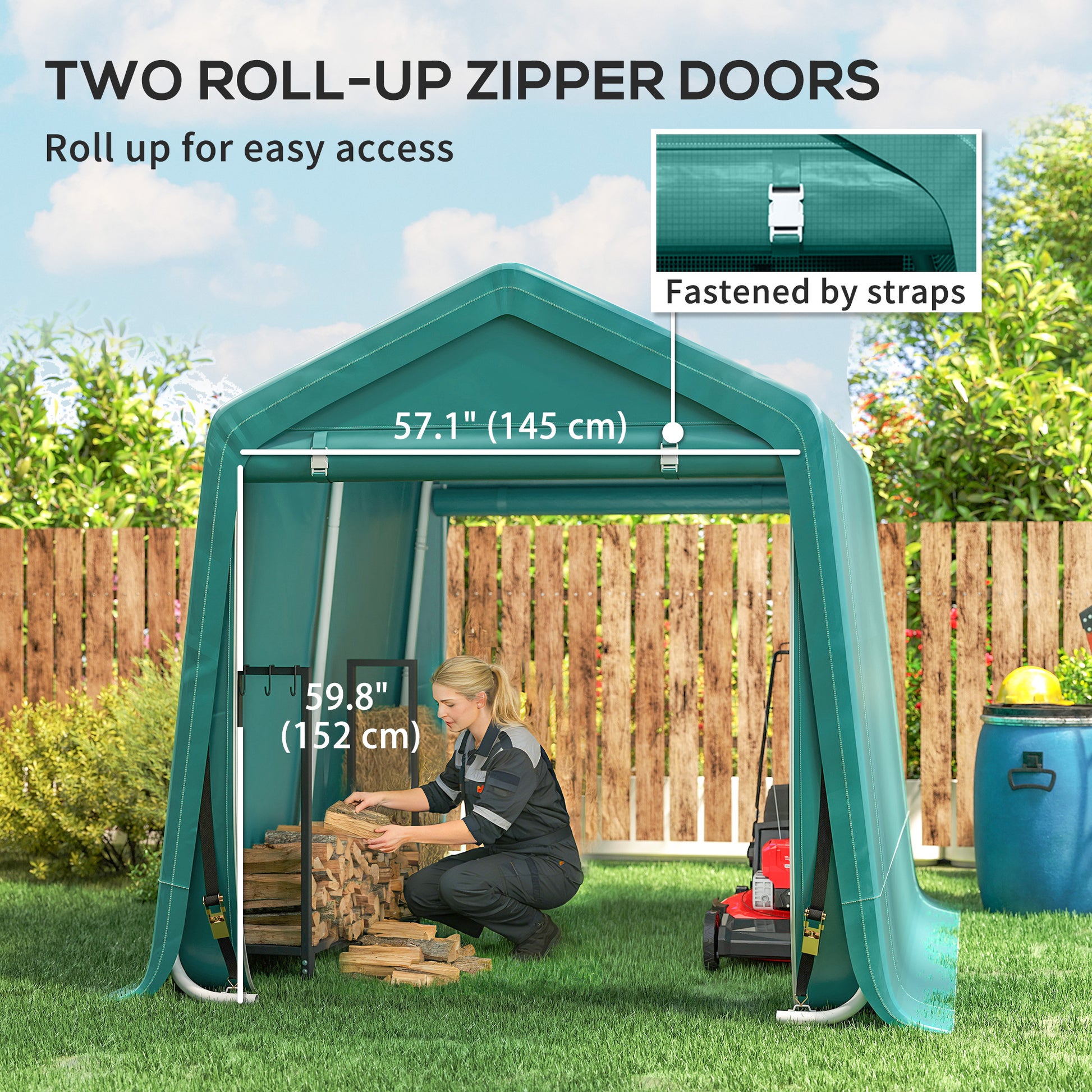 Garden Storage Tent - 8' x 6.5' Metal Frame Shelter Green-Patio & Garden > Lawn & Garden > Sheds > Portable Shed-DECOROLALA