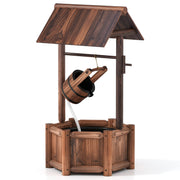 Garden Wooden Wishing Water Fountain with Pump-Outdoor Water Fountains-DECOROLALA