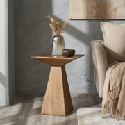 Garnett Indoor Mango Wood Side Table, Light Brown-End Tables-DECOROLALA