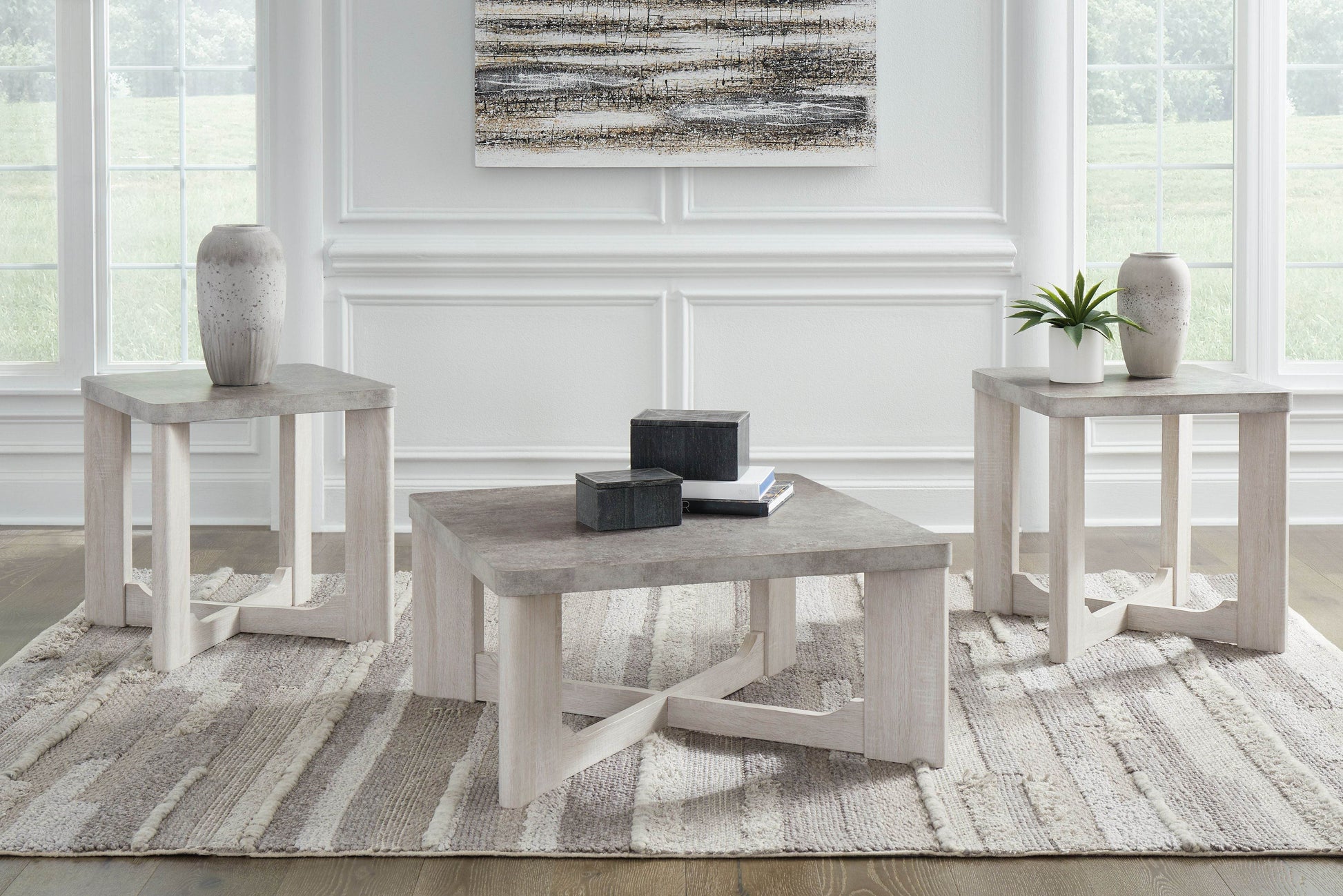 Garnilly Occasional Table Set 3-Piece Whitewash-Table Sets-DECOROLALA