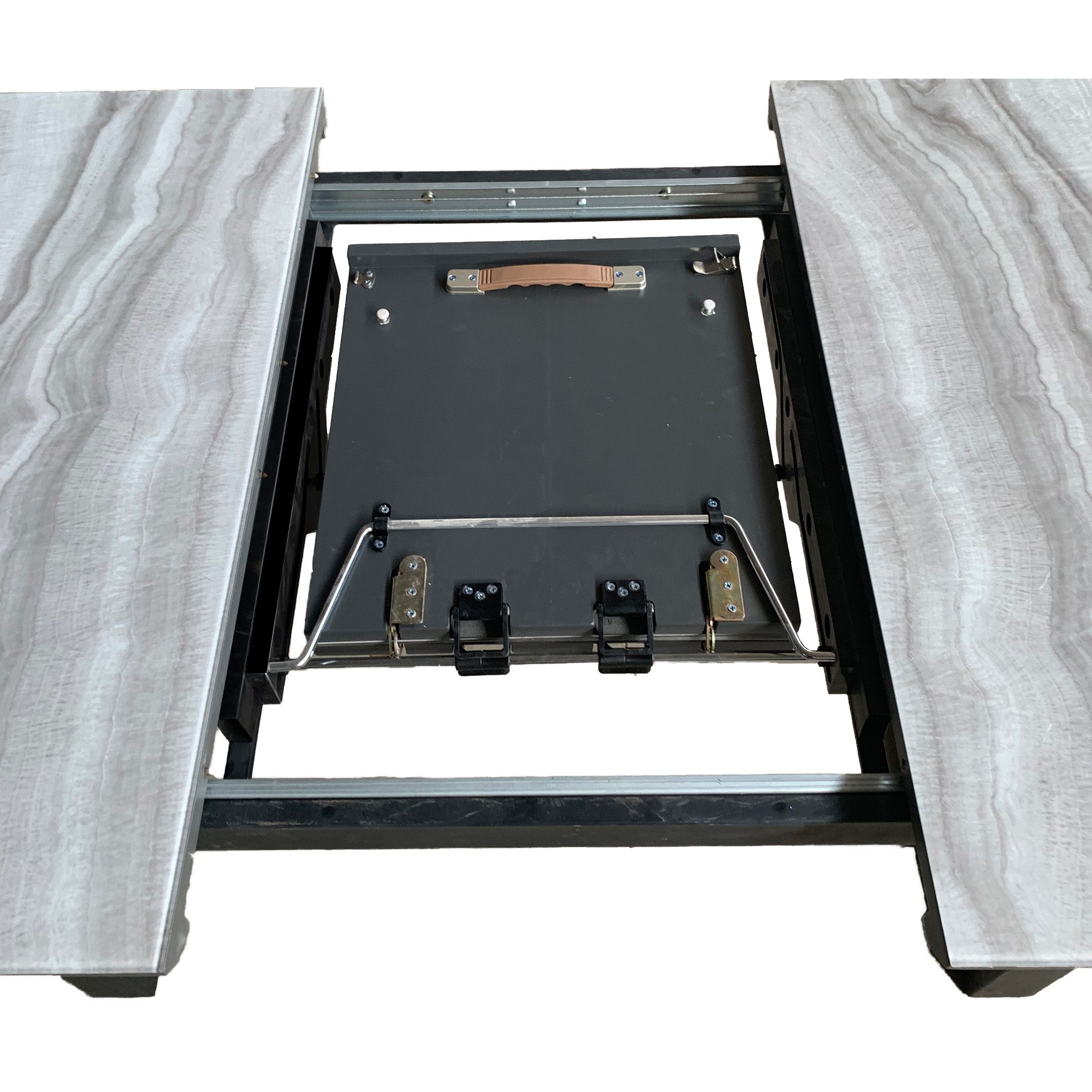 Gavin Extension Dining Table - Black Marble-Look Glass Top-DECOROLALA