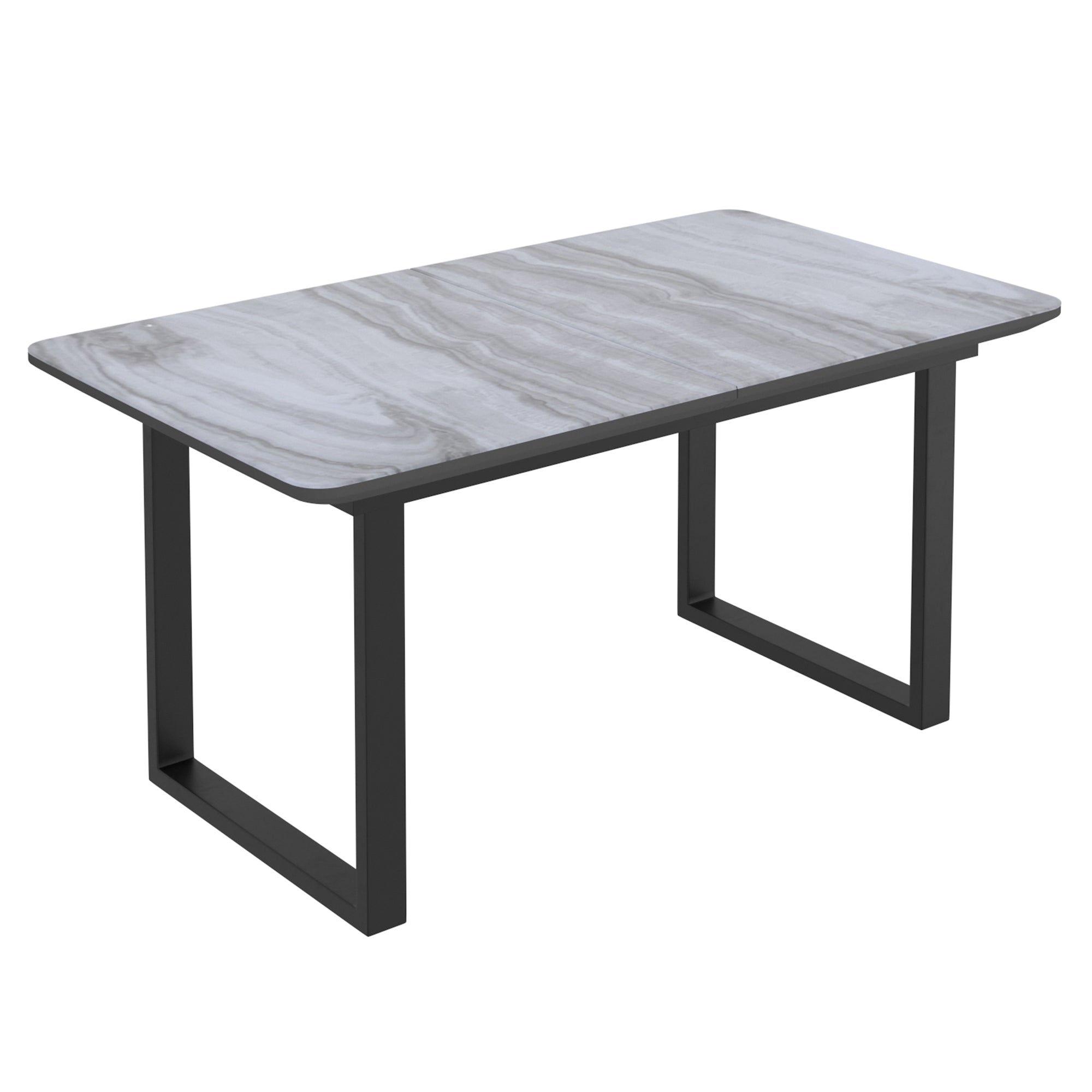 Gavin Extension Dining Table - Black Marble-Look Glass Top-DECOROLALA