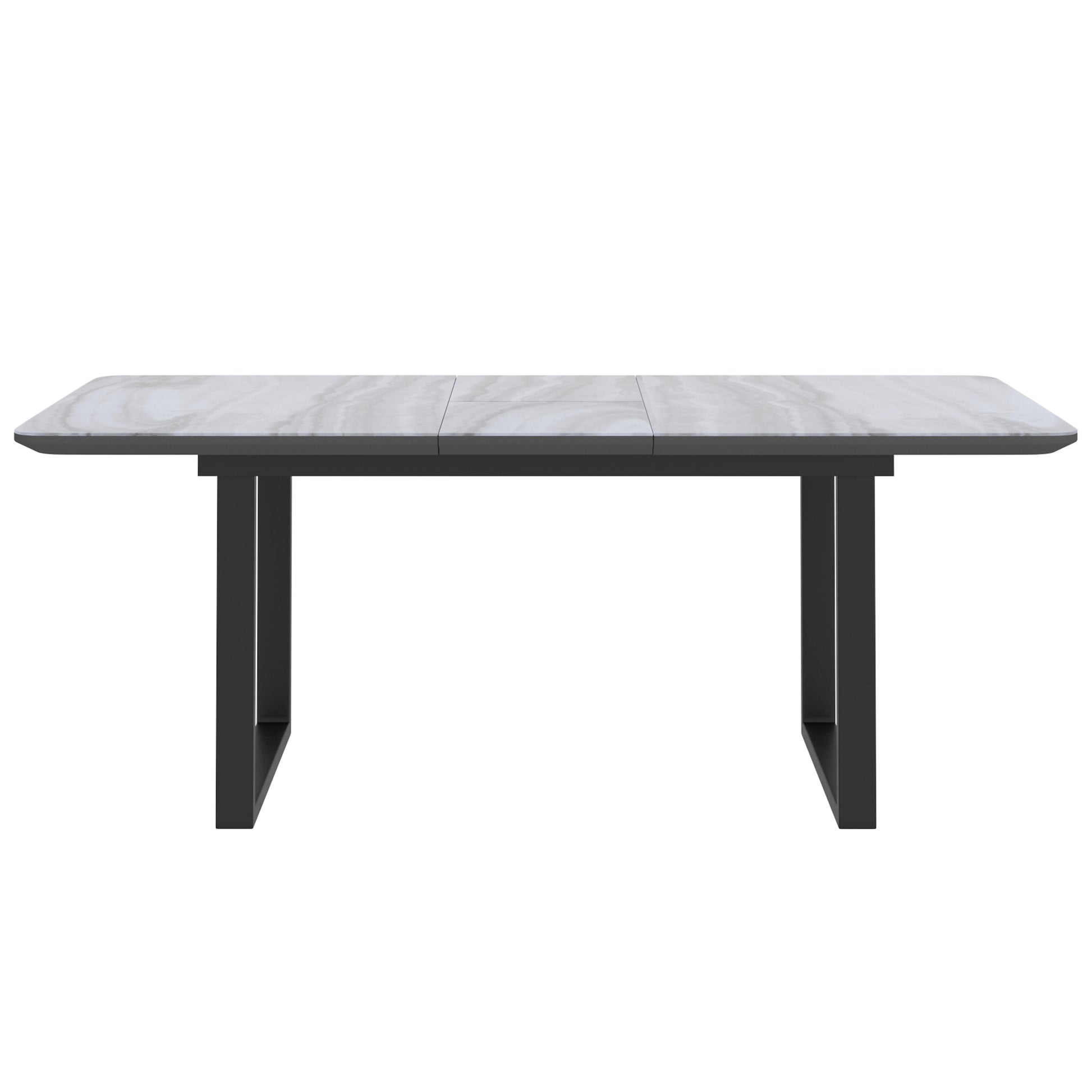 Gavin Extension Dining Table - Black Marble-Look Glass Top-DECOROLALA