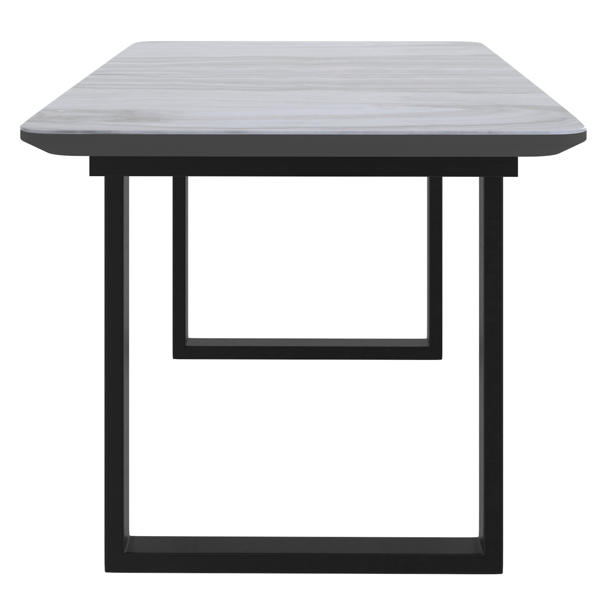 Gavin Extension Dining Table - Black Marble-Look Glass Top-DECOROLALA