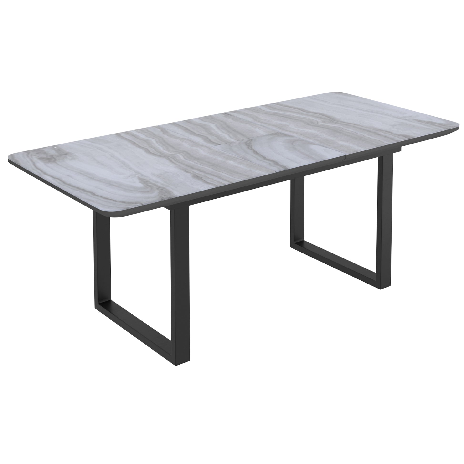Gavin Extension Dining Table - Black Marble-Look Glass Top-DECOROLALA