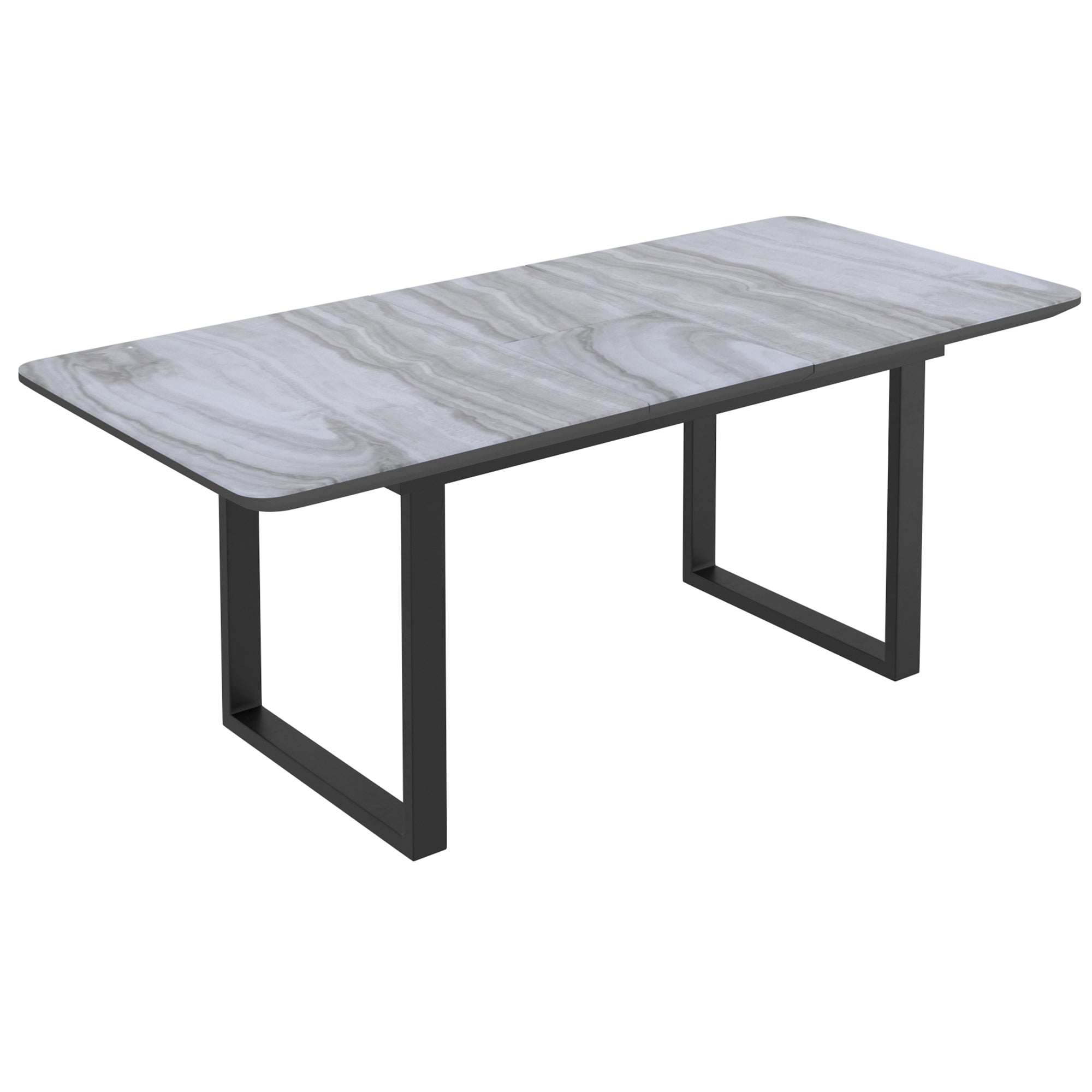Gavin Extension Dining Table - Black Marble-Look Glass Top-DECOROLALA