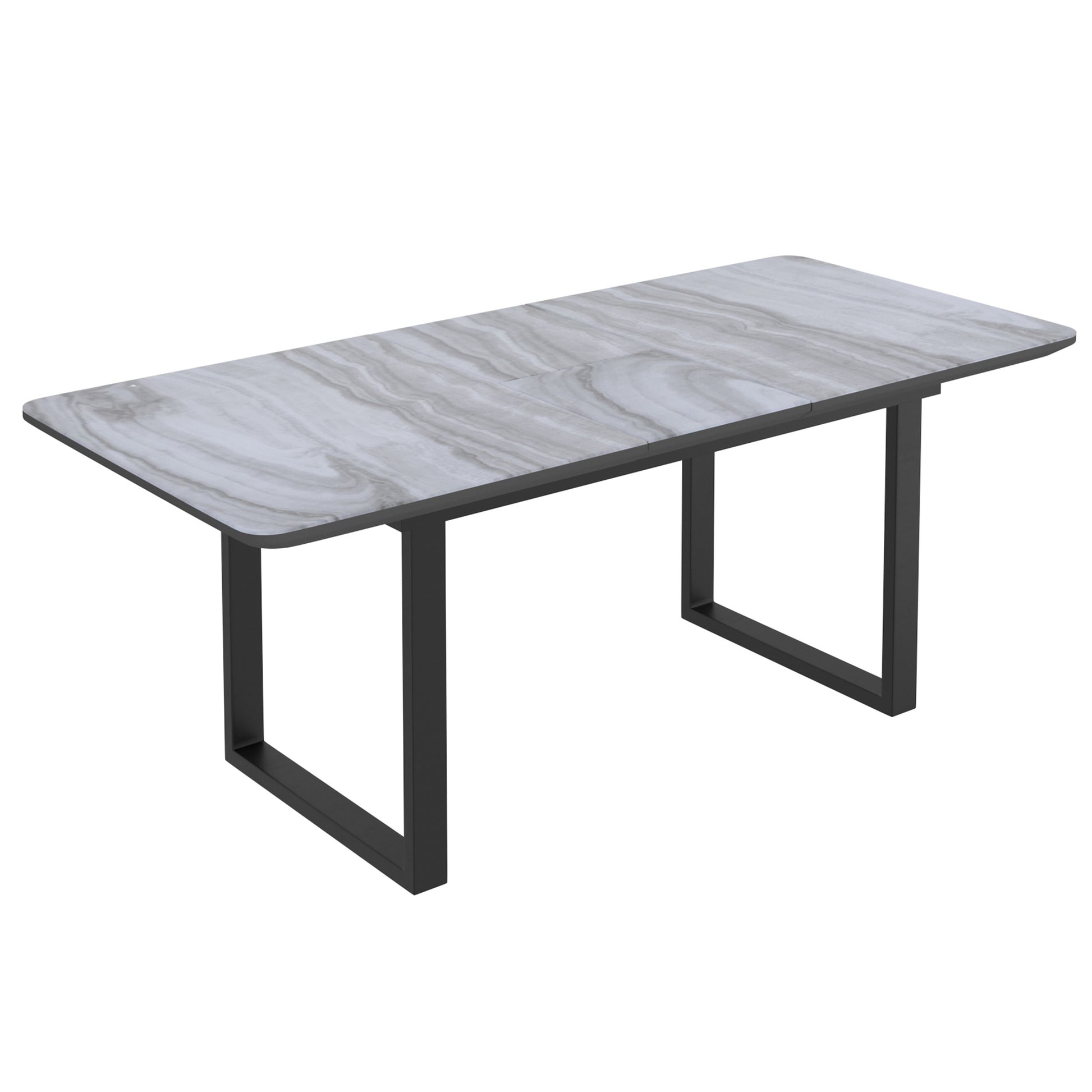 Gavin Venice 7-Piece Dining Set - Marble-Look Glass Top Black-DECOROLALA