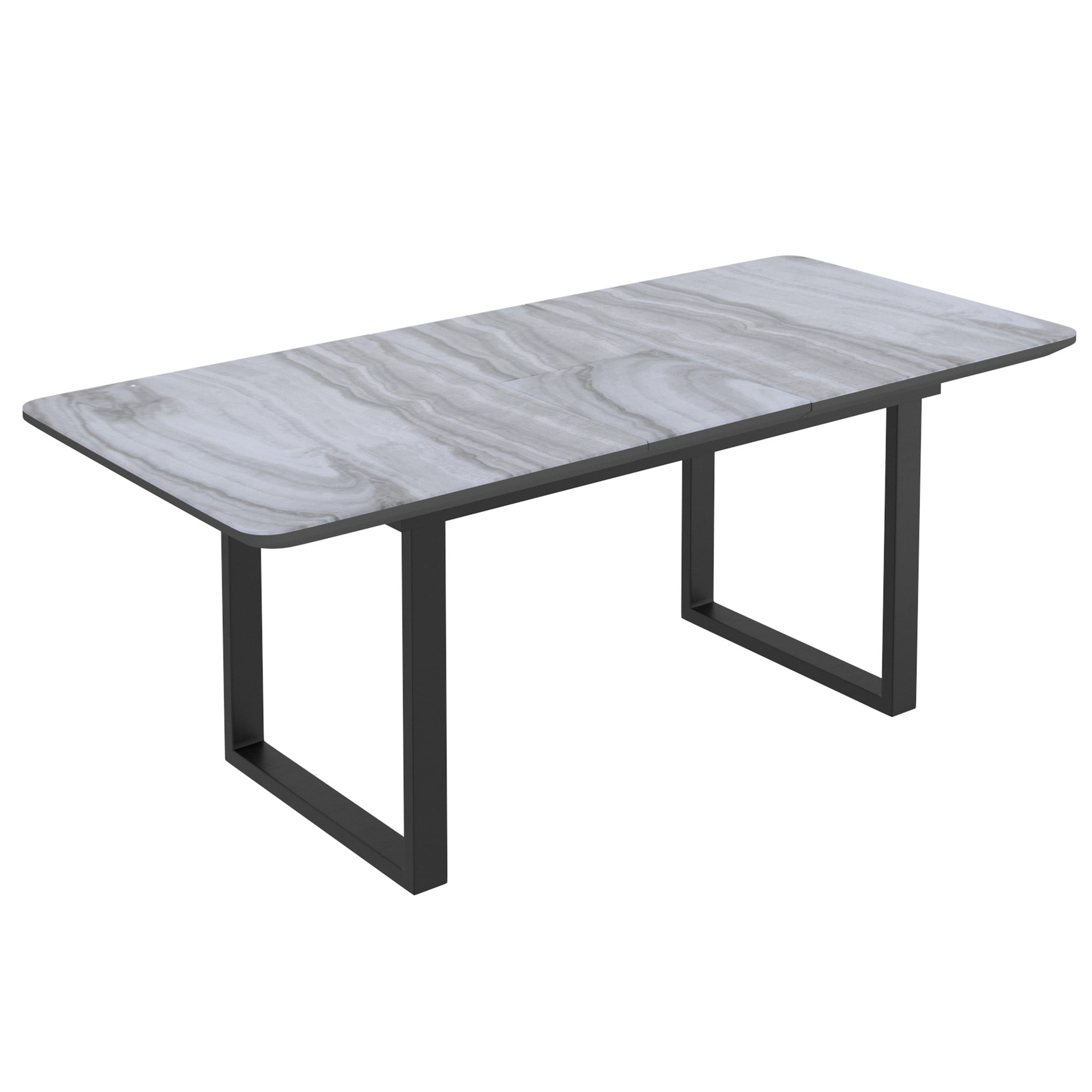 Gavin Venice 7-Piece Dining Set - Marble-Look Glass Top Black-DECOROLALA