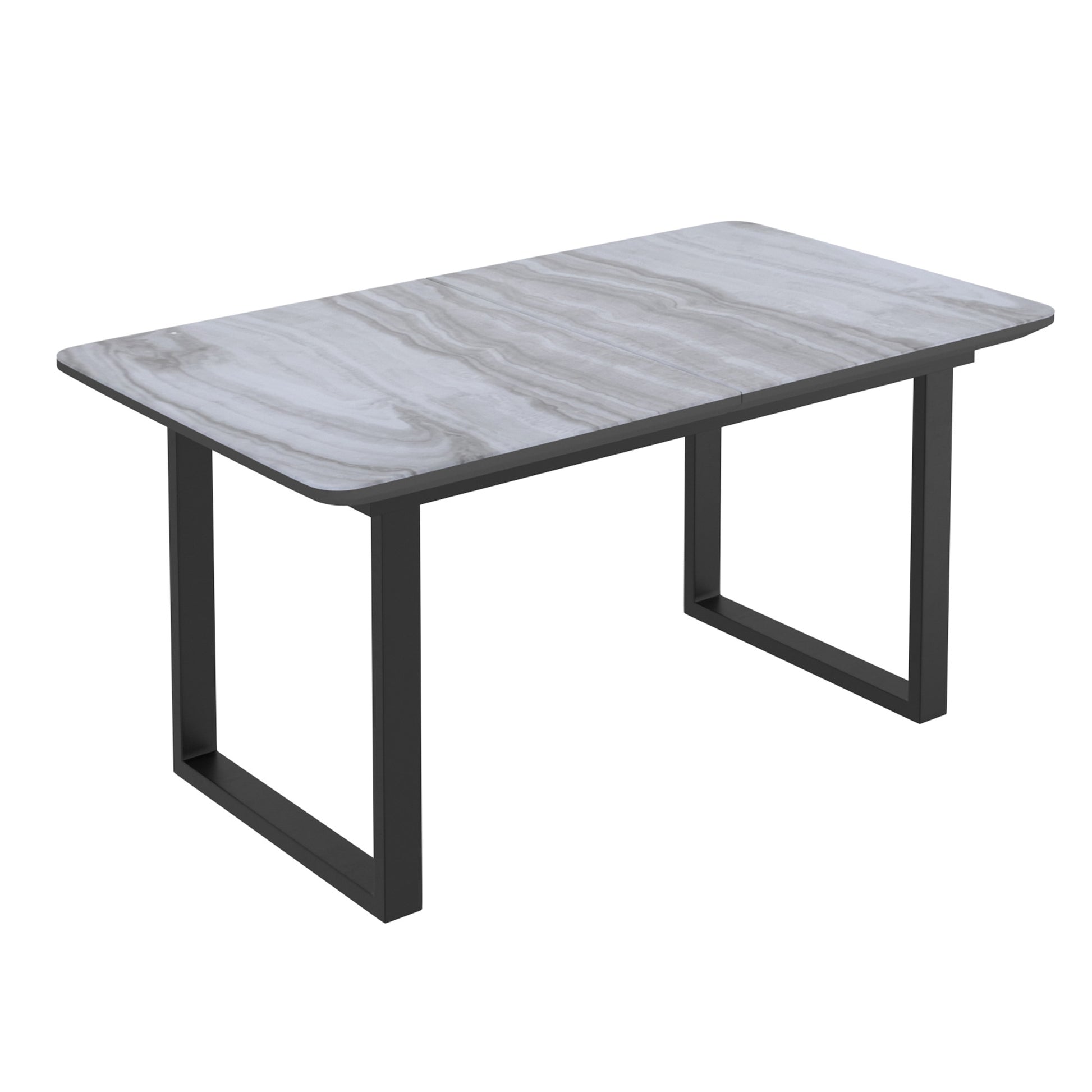 Gavin Venice 7-Piece Dining Set - Marble-Look Glass Top Black-DECOROLALA