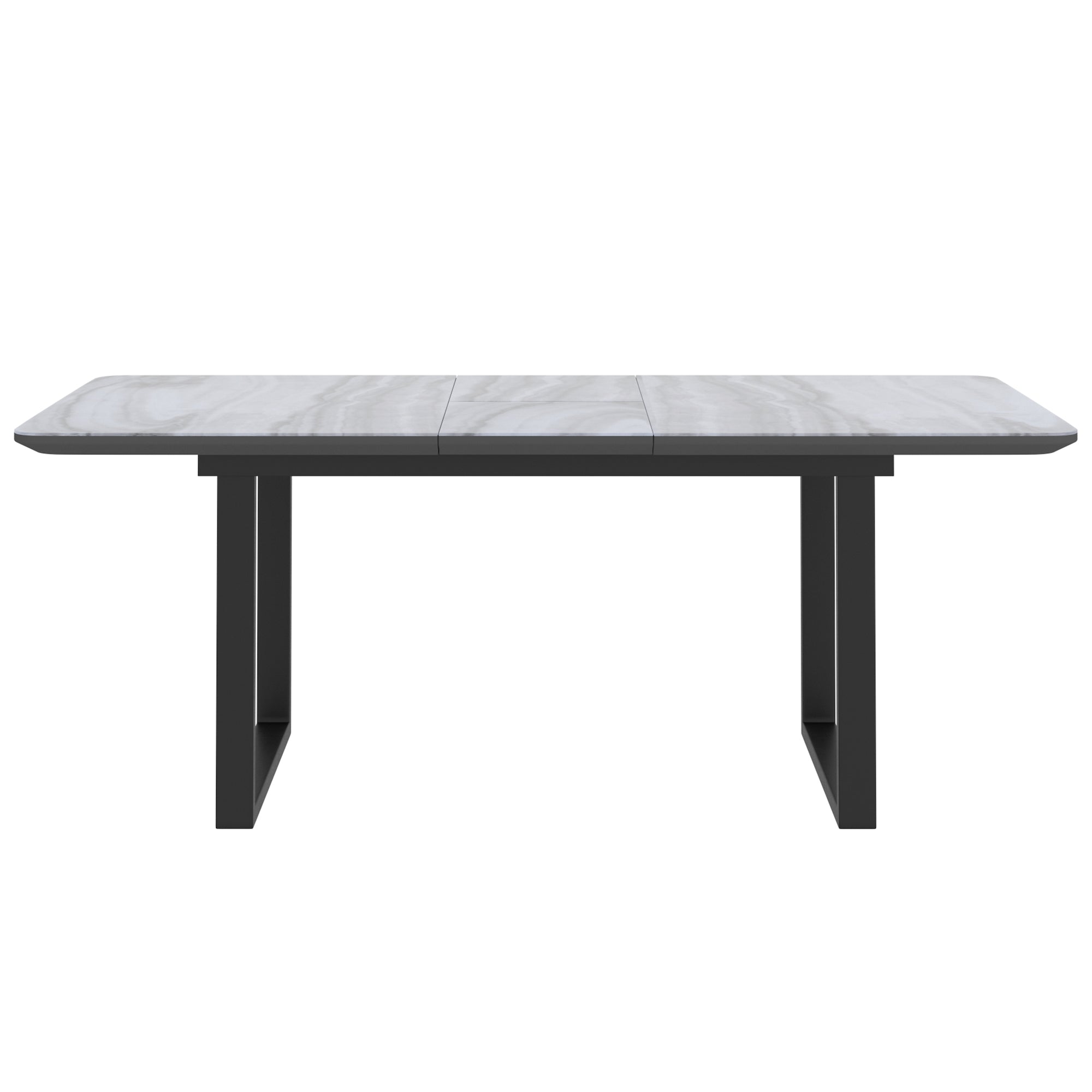 Gavin Venice 7-Piece Dining Set - Marble-Look Glass Top Black-DECOROLALA