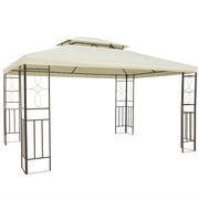Gazebo 10x13ft Steel Vented Roof Cream White-DECOROLALA