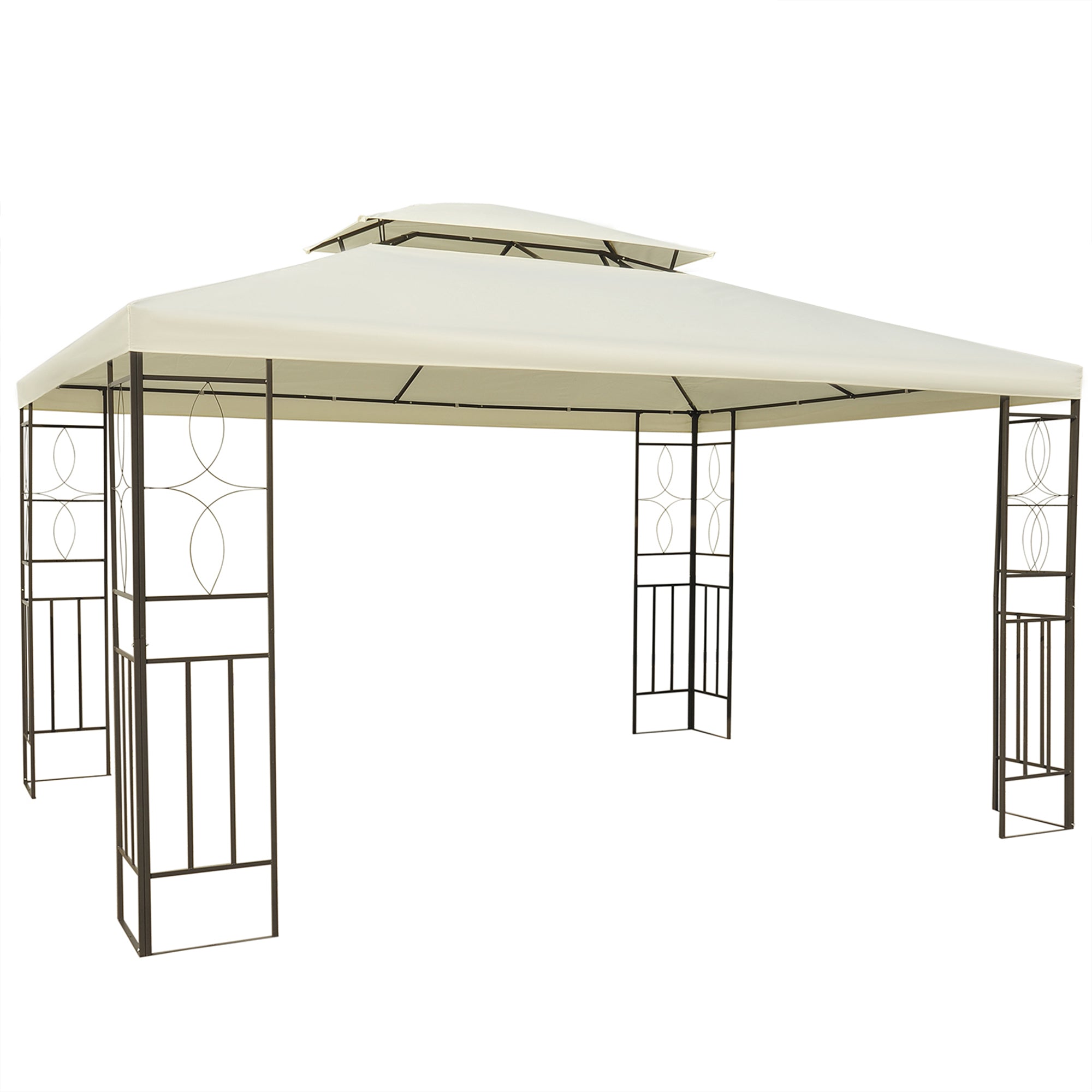 Gazebo 10x13ft Steel Vented Roof Cream White-DECOROLALA