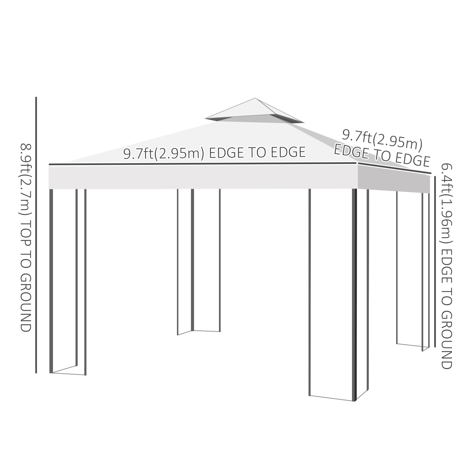 Gazebo 9.8' x 9.8' Metal Patio Canopy Cream-DECOROLALA