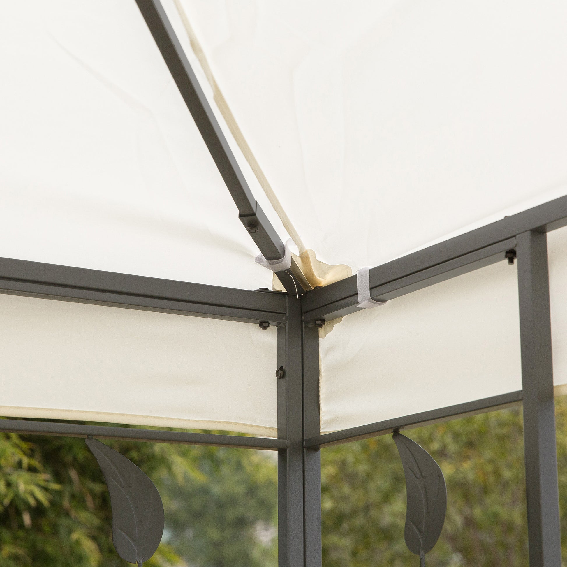 Gazebo 9.8' x 9.8' Metal Patio Canopy Cream-DECOROLALA