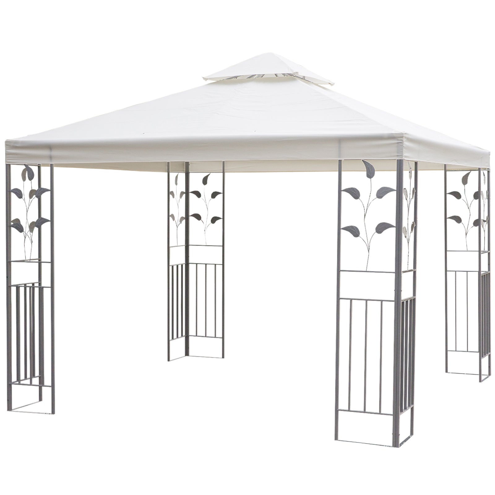 Gazebo 9.8' x 9.8' Metal Patio Canopy Cream-DECOROLALA