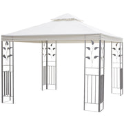 Gazebo 9.8' x 9.8' Metal Patio Canopy Cream-DECOROLALA