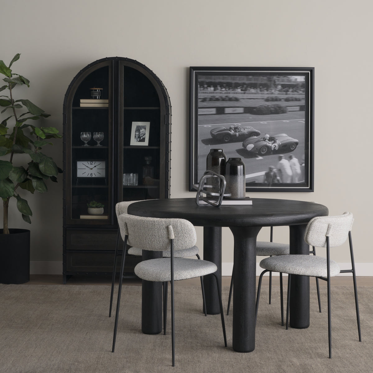 Gehry 72.3" H Dark Brown Metal Brown Wood and Glass Door Display Cabinet-Cabinets-DECOROLALA