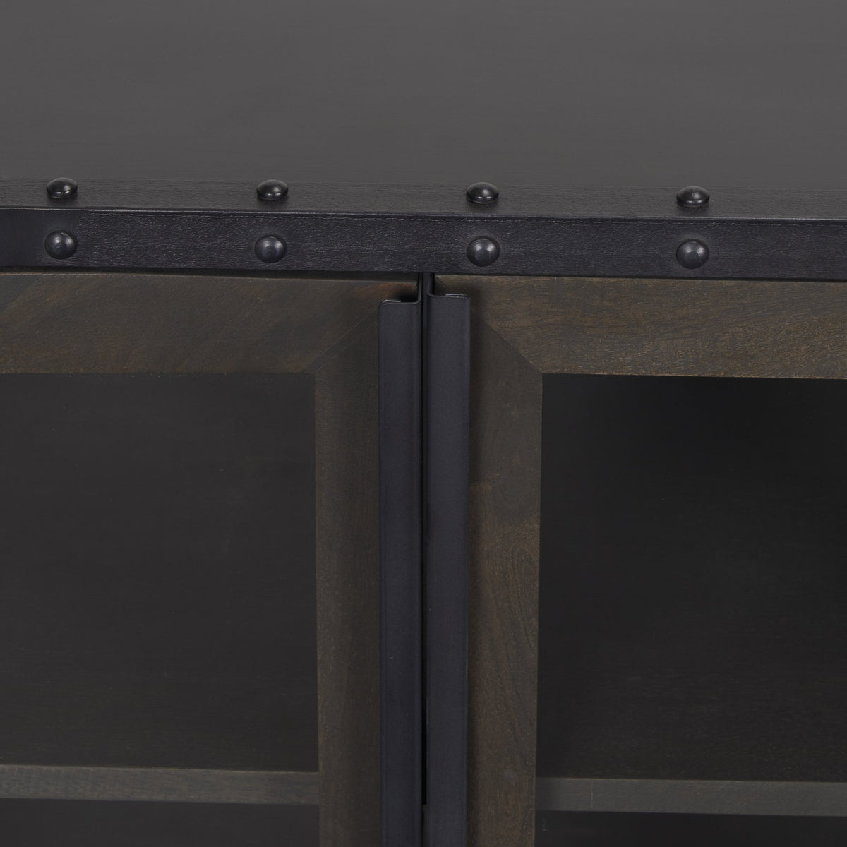 Gehry I 62.3x16.5 Black Metal Frame w/Wood Accent 4 Cabinet Door Two Drawer Sideboard-Sideboards & Buffets-DECOROLALA