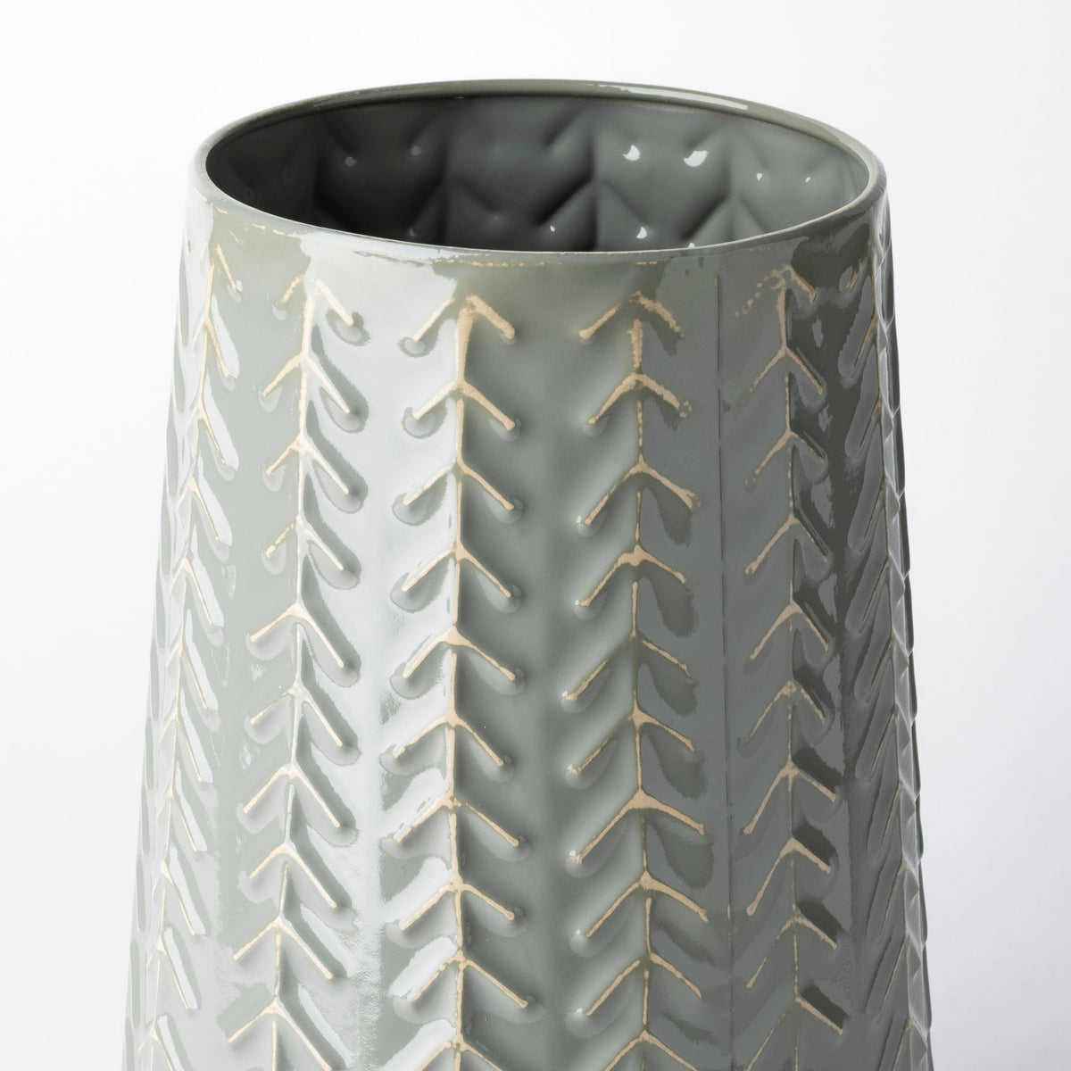 Gemma III Metal Glossy Green/ Chevron Vase-Vase-DECOROLALA