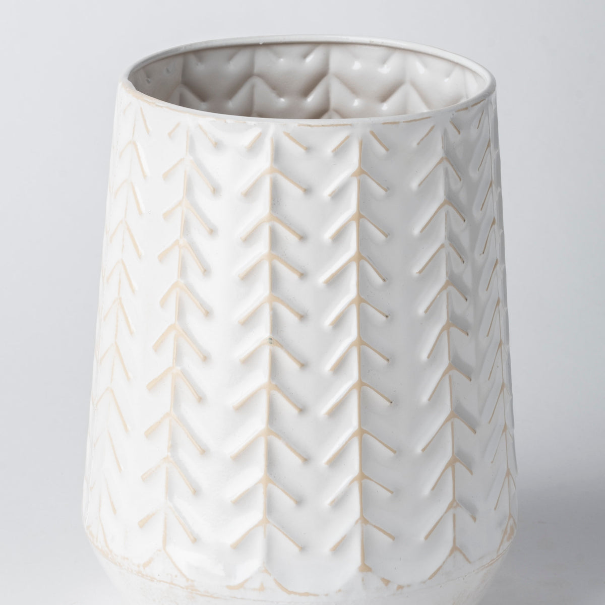 Gemma III Metal Glossy Green/ Chevron Vase-Vase-DECOROLALA