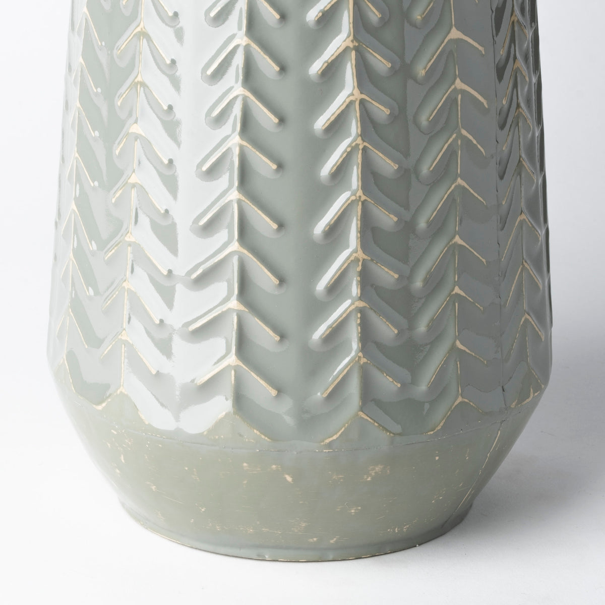 Gemma III Metal Glossy Green/ Chevron Vase-Vase-DECOROLALA