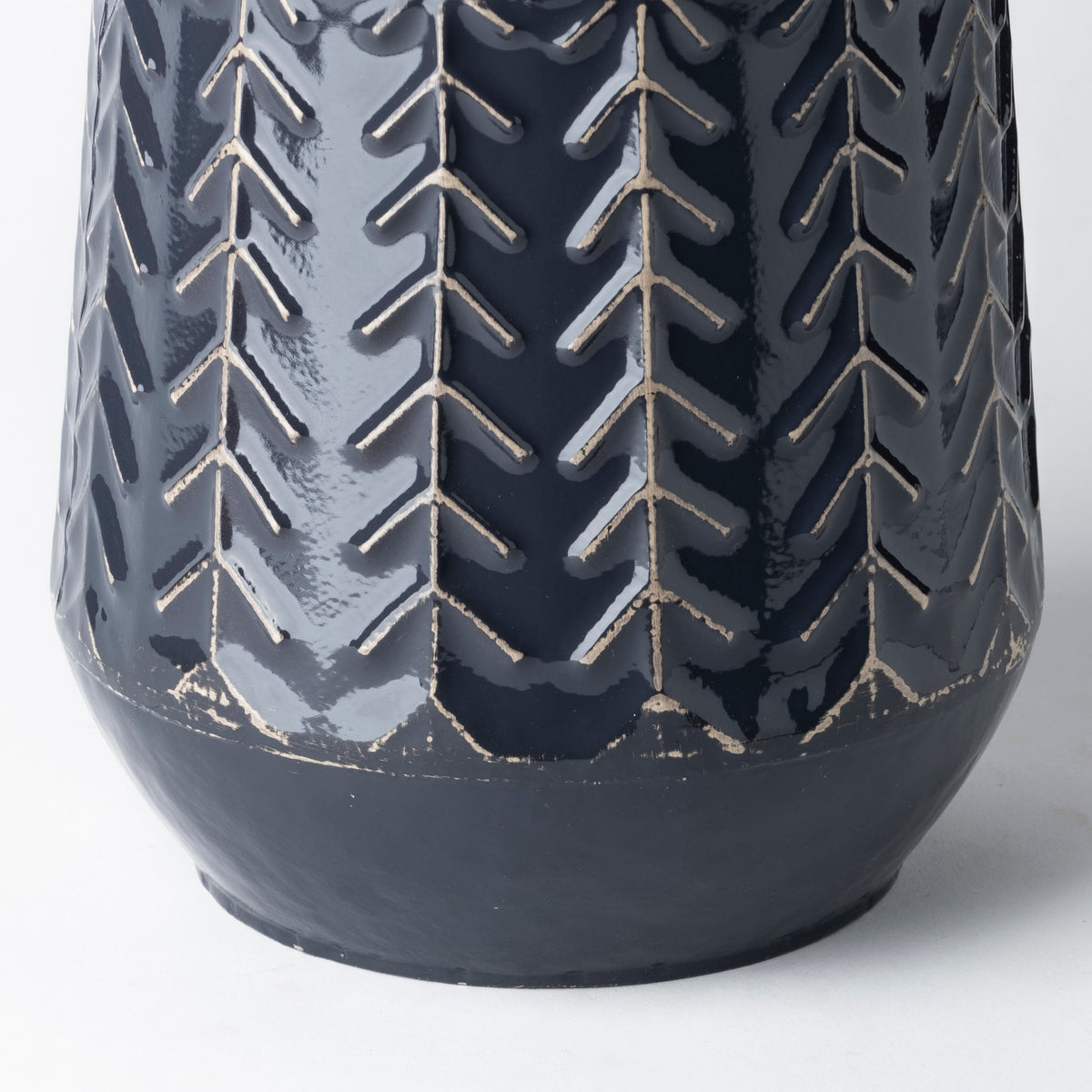 Gemma III Metal Glossy Green/ Chevron Vase-Vase-DECOROLALA