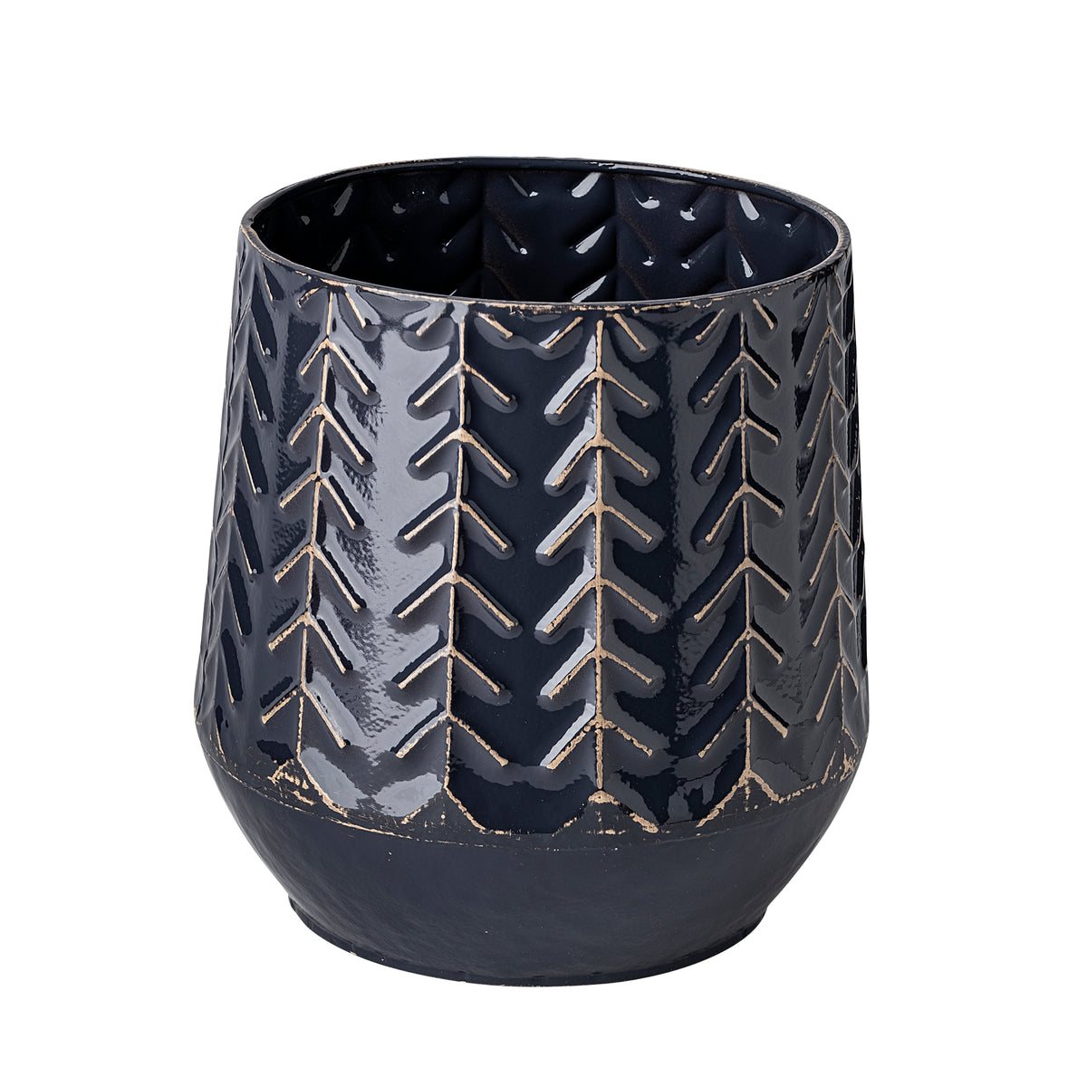 Gemma III Metal Glossy Green/ Chevron Vase-Vase-DECOROLALA