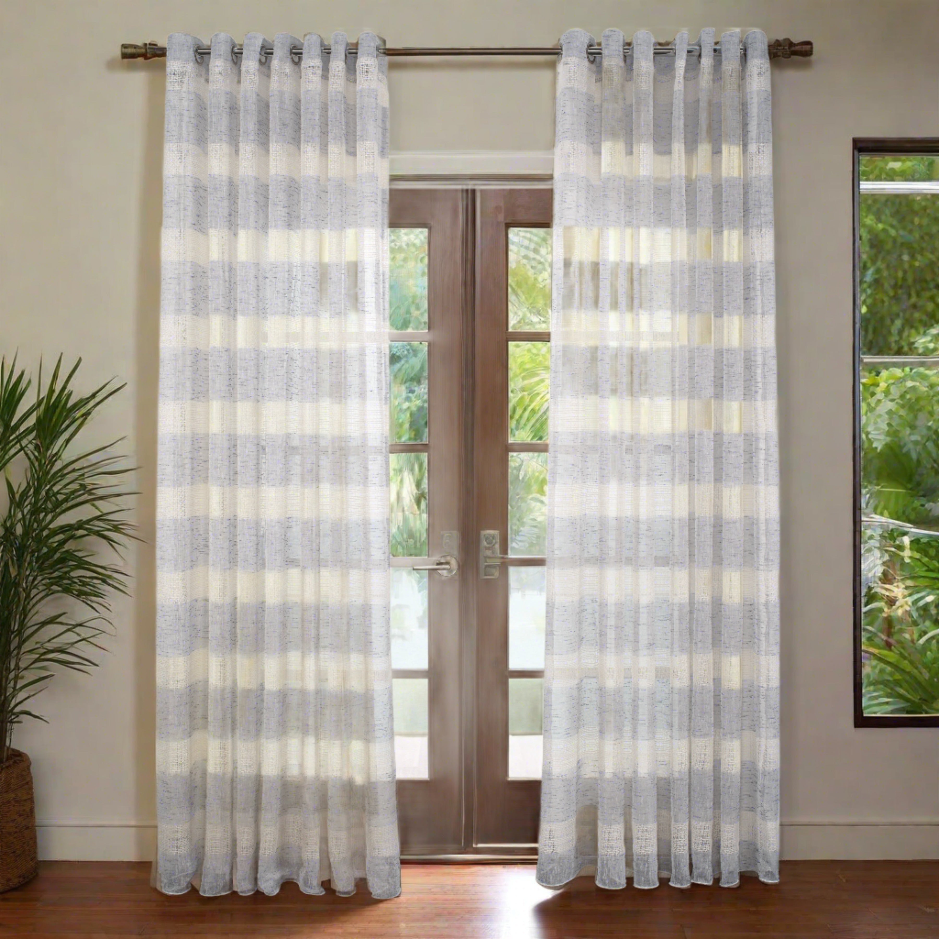 Geneva Jacquard Sheer Grommet Curtain-Curtains-DECOROLALA