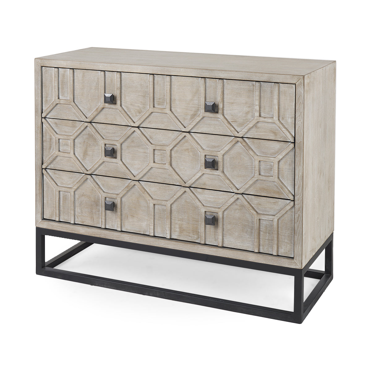 Genevieve I 3 Drawer Accent Cabinet - Light Brown Fir Veneer-Accent Cabinets & Chests-DECOROLALA